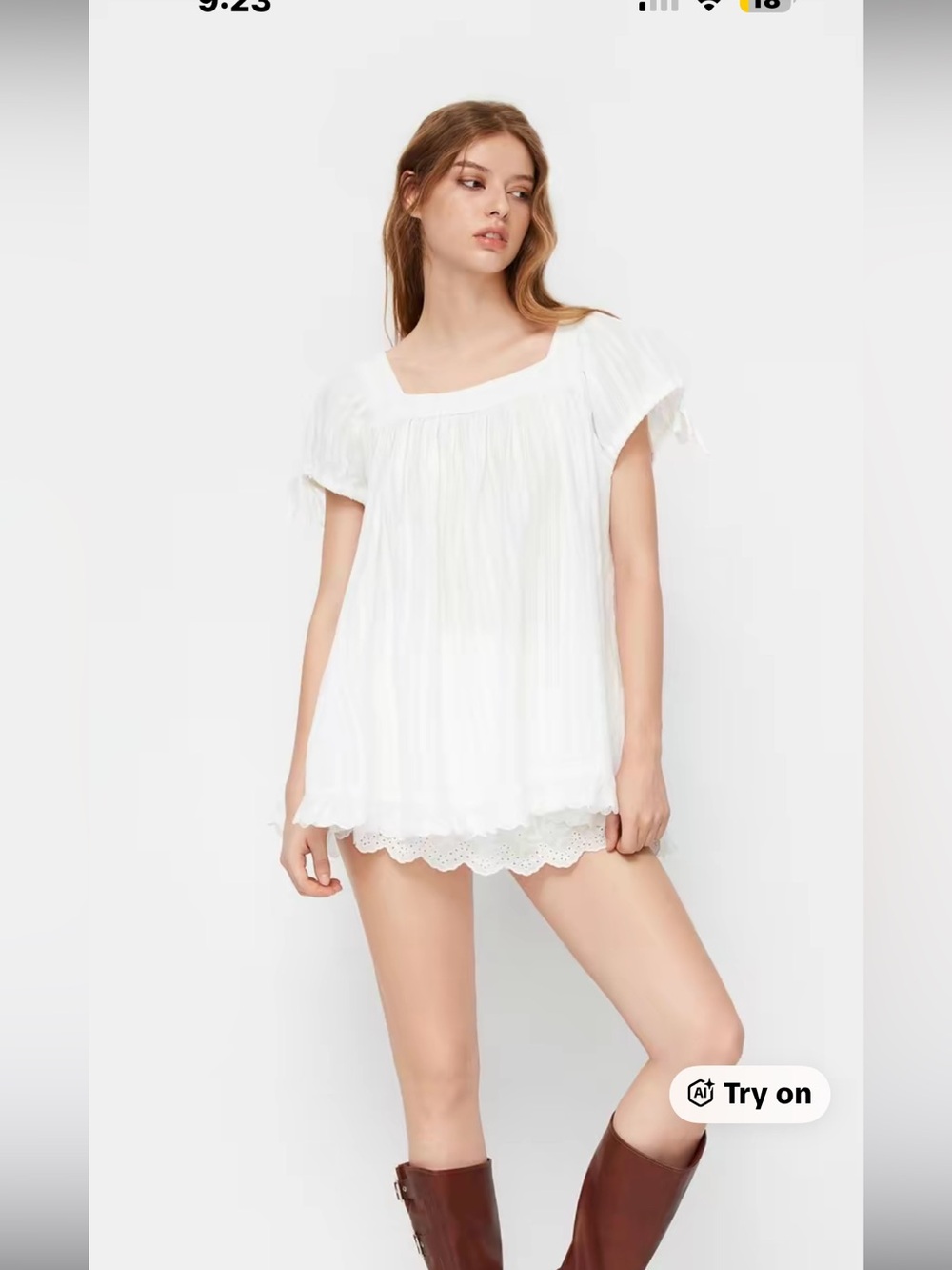 Cider White Striped Eyelet Peasant Top